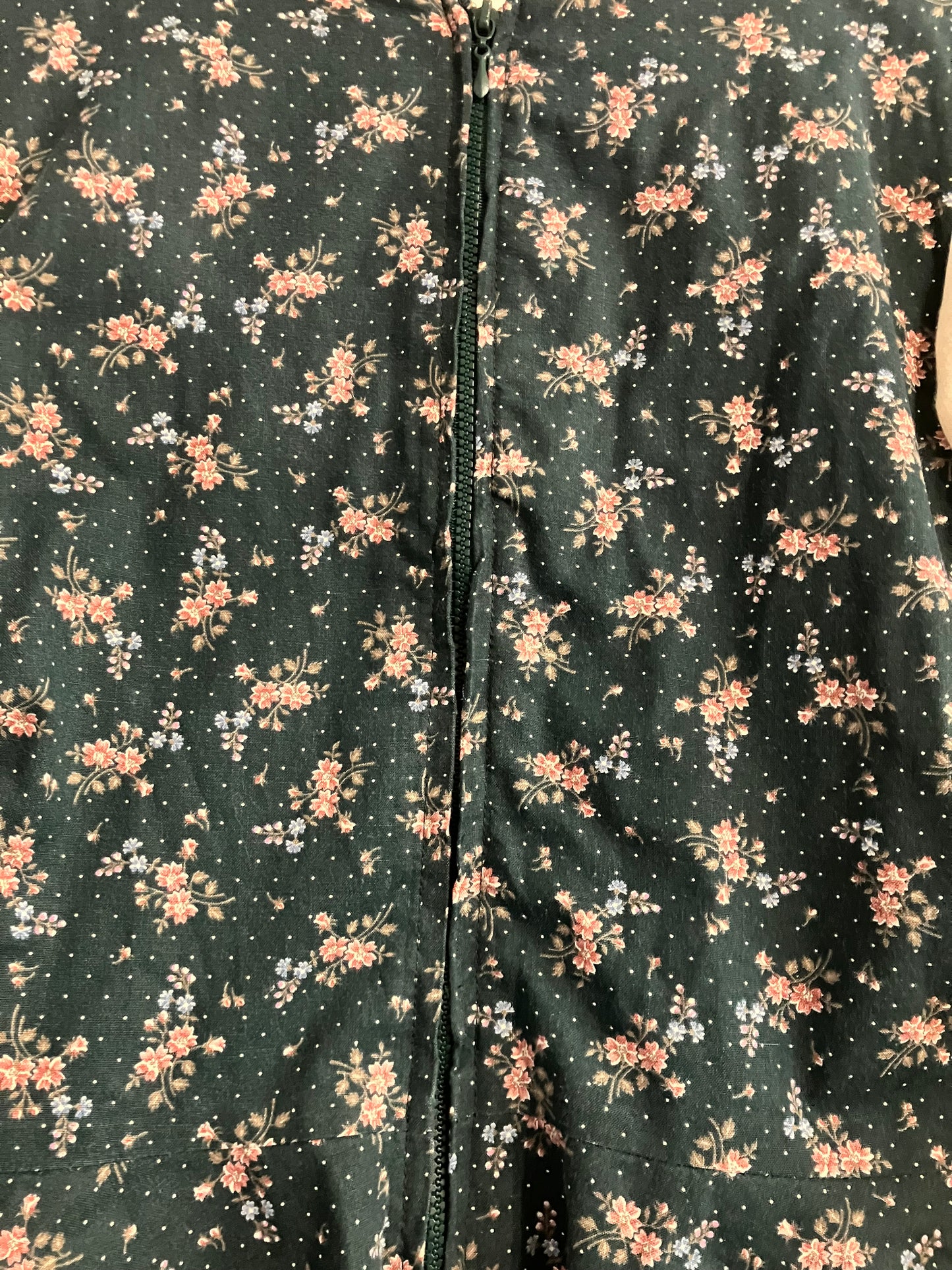 70's Vintage Gunne Sax Jessica's Gunnies Green Calico Velvet Peplum Corset Blouse Top + Prairie Midi Skirt Set 9 *UPCYCLED TOP