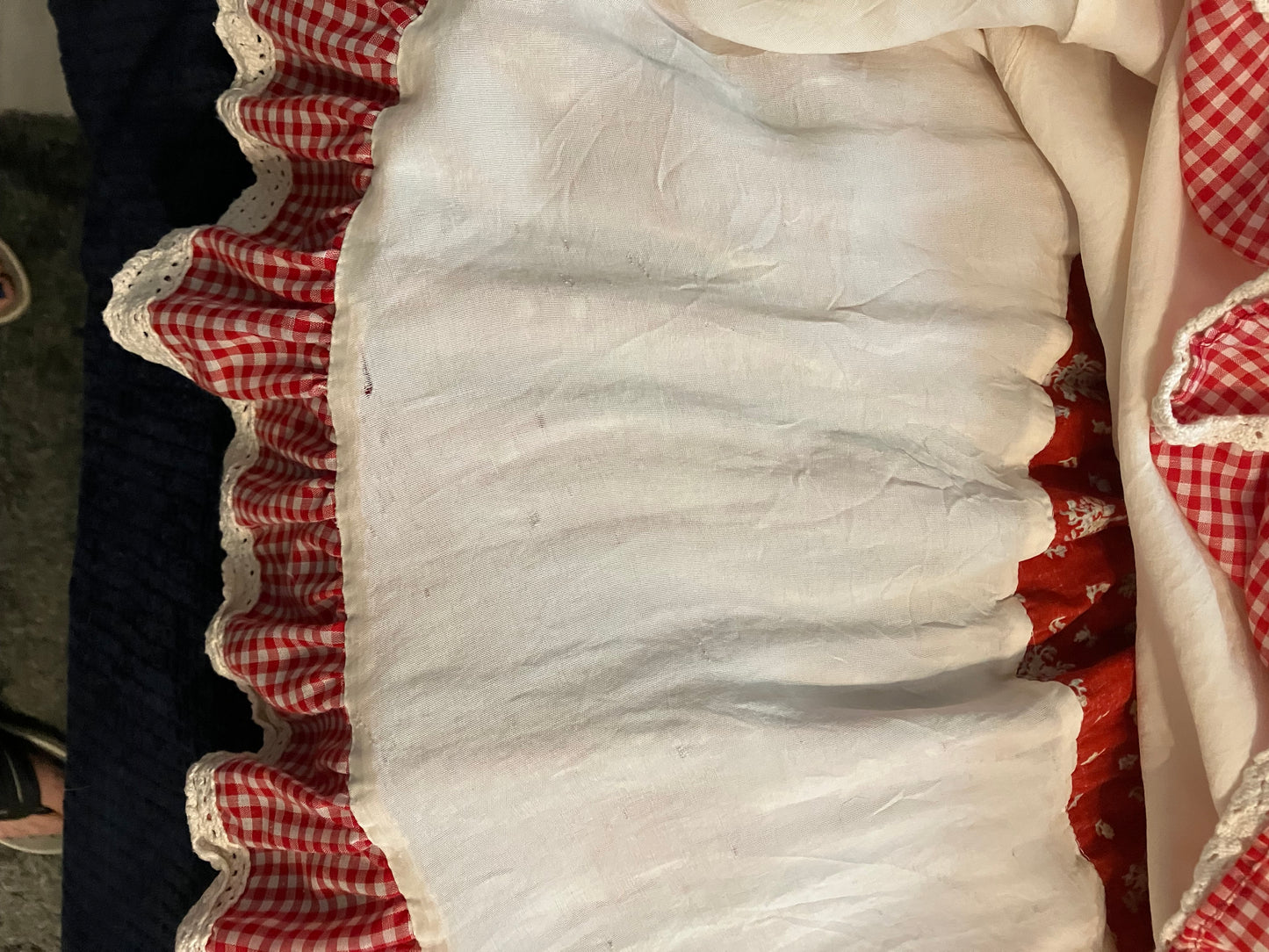 WOUNDED BIRD READ 70's Vintage Gunne Sax Jessica's Gunnies Red White Calico Gingham Prairie Western Midi Skirt