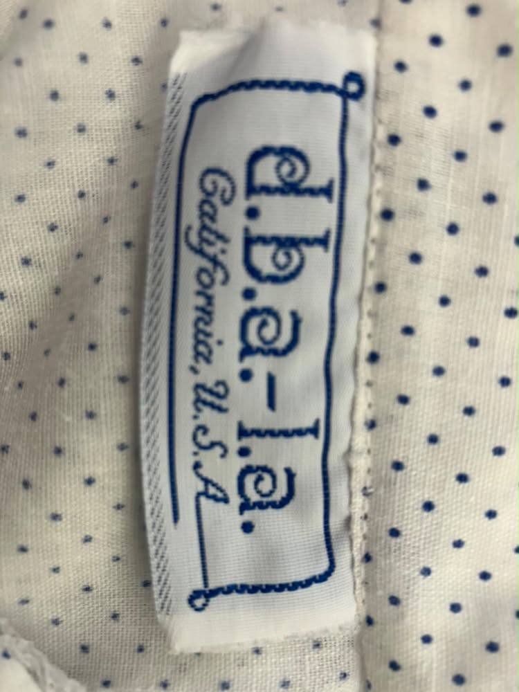 80's Vintage DBA LA California Blue White Polka Dot Stripe Prairie Mini Dress +Original Belt