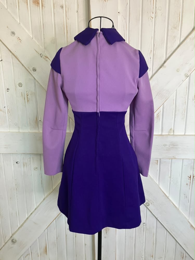 60's Vintage Purple Mod Go Go Daphne Scooby Doo Marsha Brady Twiggy Mini Dress