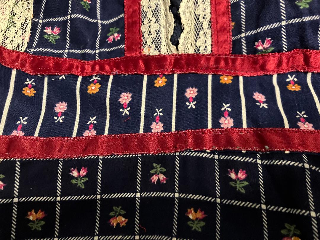 70's Vintage Gunne Sax Blue Red Pink White Calico Prairie Maxi Dress 7