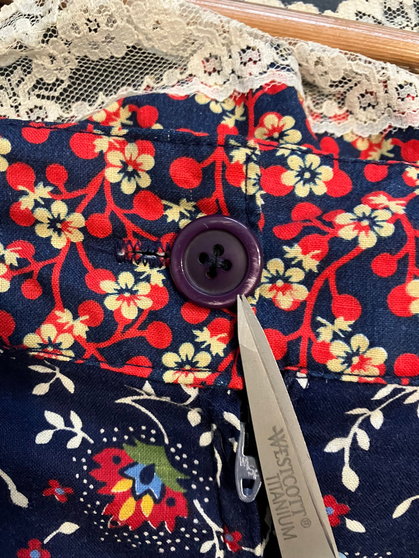 70's Vintage Gunne Sax Jessica's Gunnies Blue Red White Calico Western Prairie Midi Skirt 9