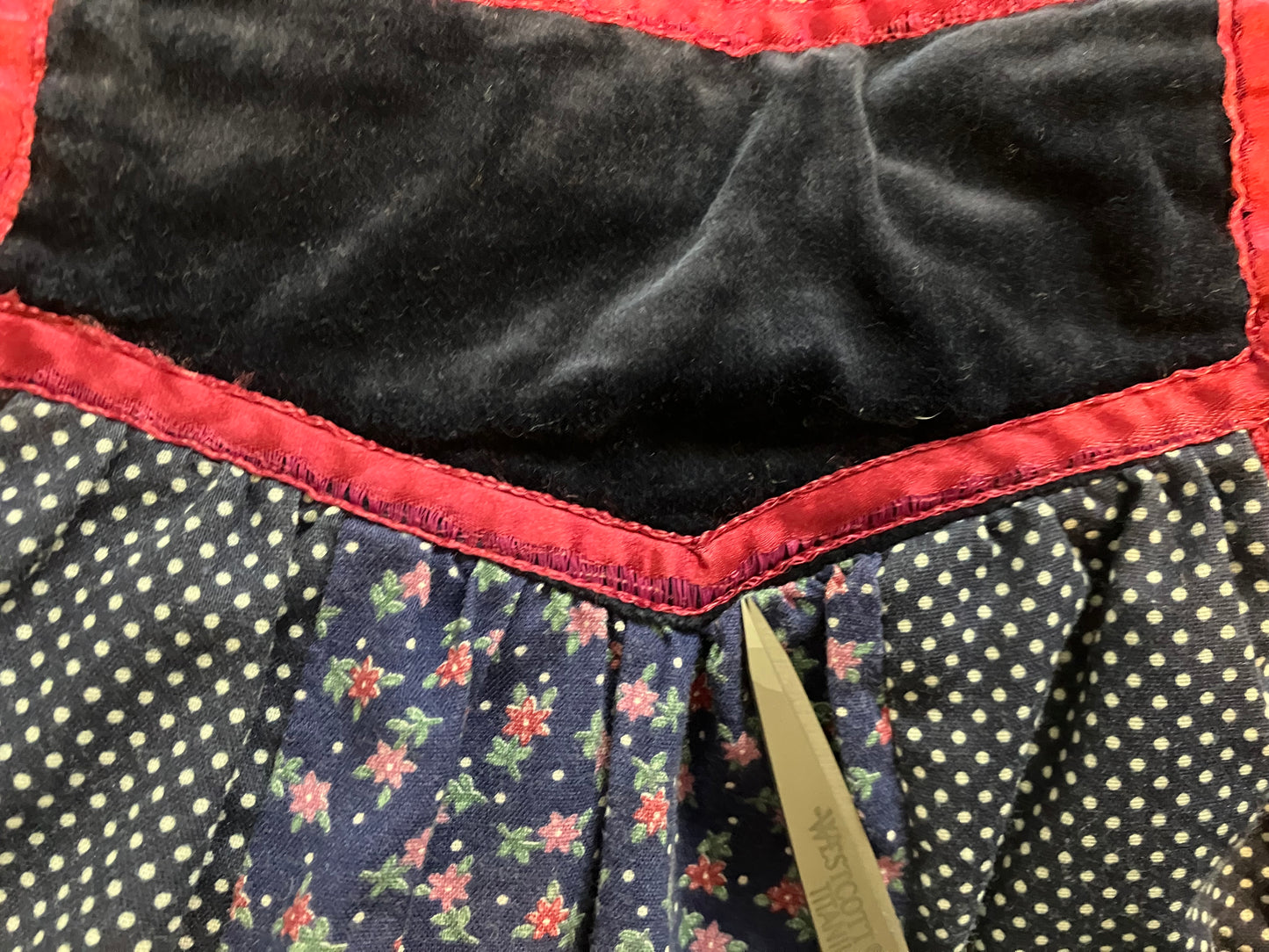 70's Vintage Gunne Sax Jessica's Gunnies Blue Red Calico White Polka Dot Prairie Maxi Skirt 11