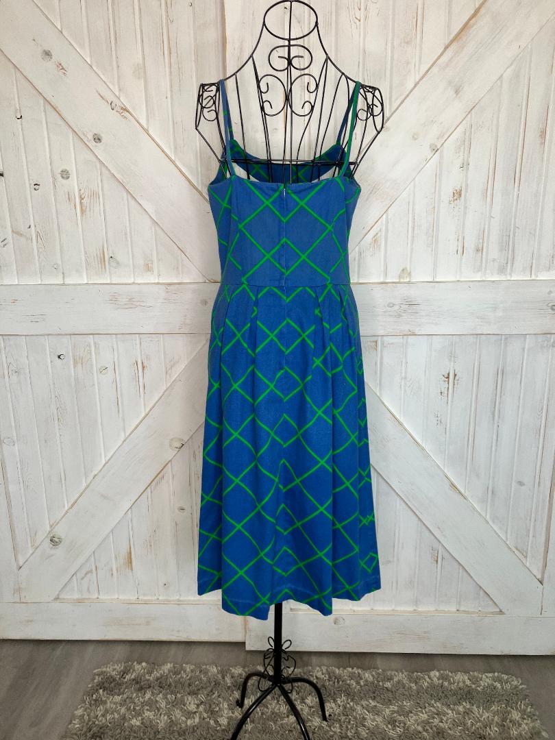 70's Vintage Malia Honolulu Blue Green Red Watermelon Novelty Print Hawaiian Midi Sundress Dress *Flaw