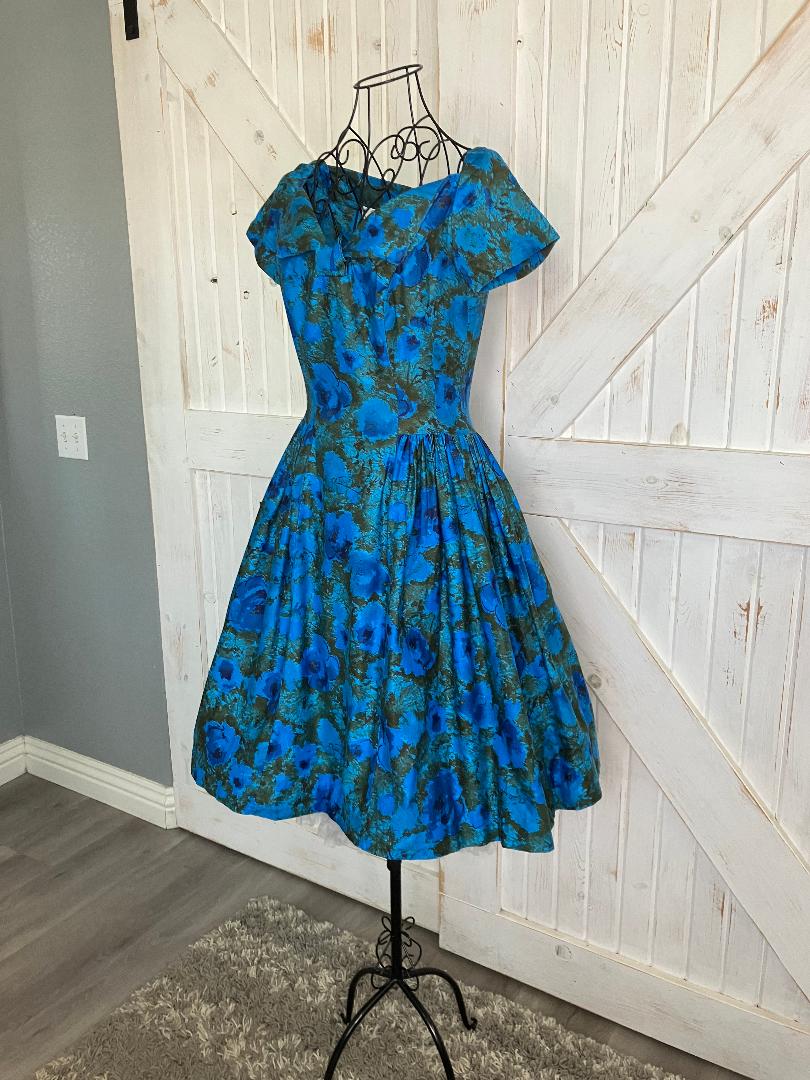 50's Vintage Bloomfield Connie Chase Teal Blue Green Black Dapper Pin Up Rockabilly Lucy Dress