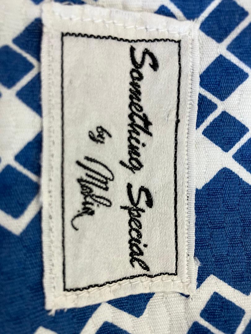 70's Vintage Malia Honolulu Blue White Prairie Girl Peace Dove Halter Hawaiian Sundress Maxi Dress *Flaws