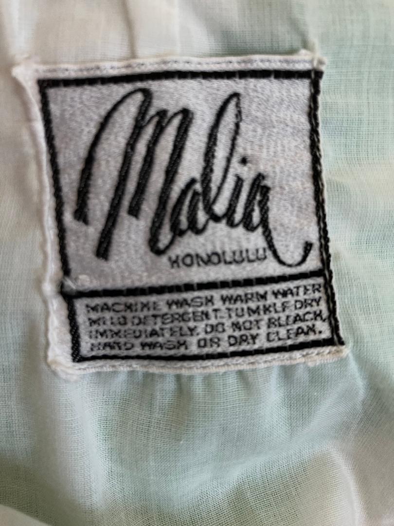 70's Vintage Malia Honolulu Orange White Green Atomic Hawaiian Sundress Midi Dress