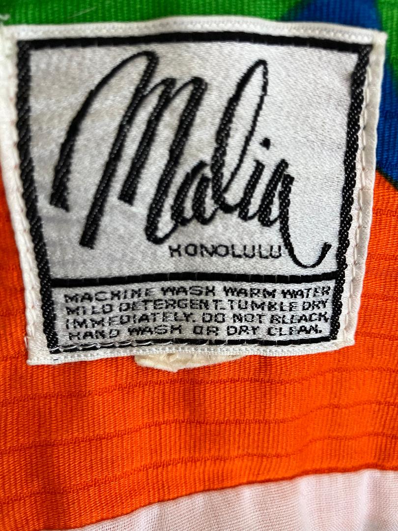 70's Vintage Malia Honolulu Blue Neon Pink Green Orange Hawaiian Hostess Maxi Sundress Dress
