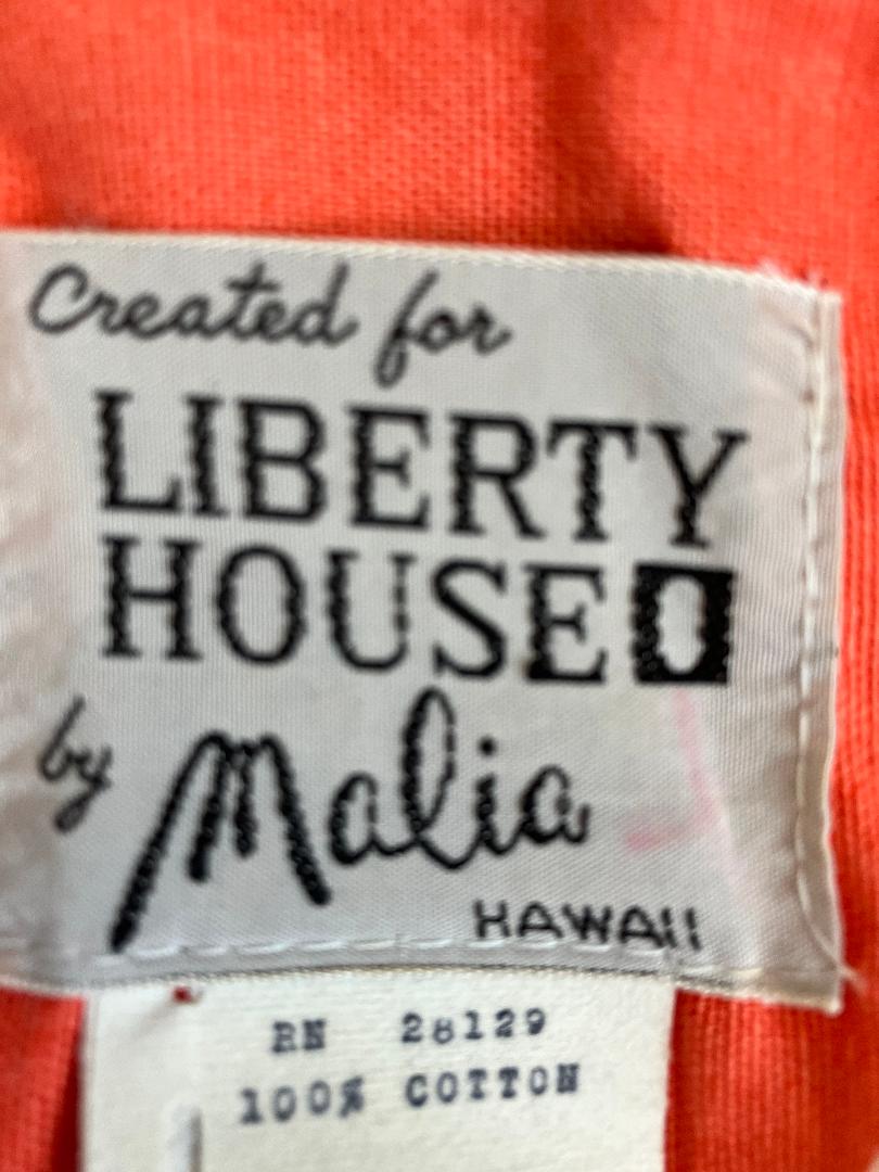 70's Vintage Malia Honolulu Liberty House Orange White Black Butterfly Hawaiian Midi Sundress Dress *ALTERED