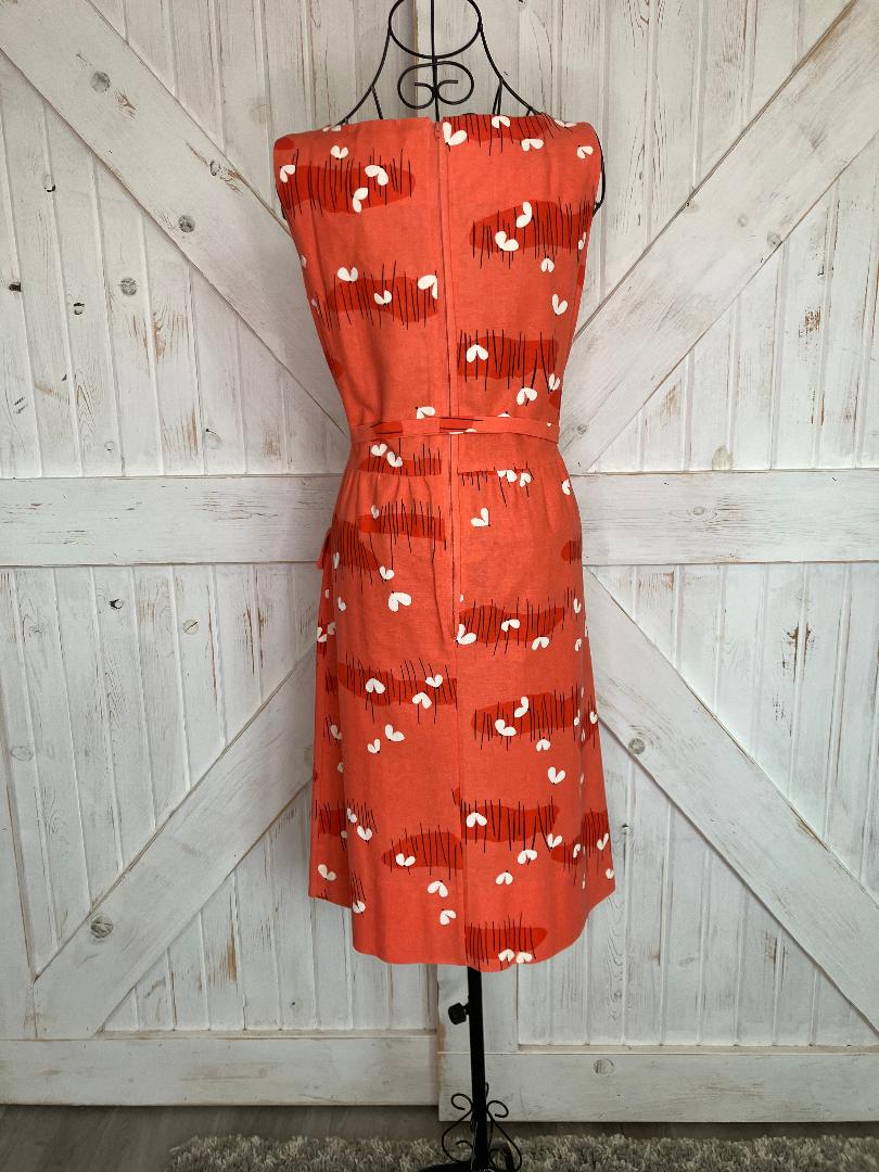 70's Vintage Malia Honolulu Liberty House Orange White Black Butterfly Hawaiian Midi Sundress Dress *ALTERED
