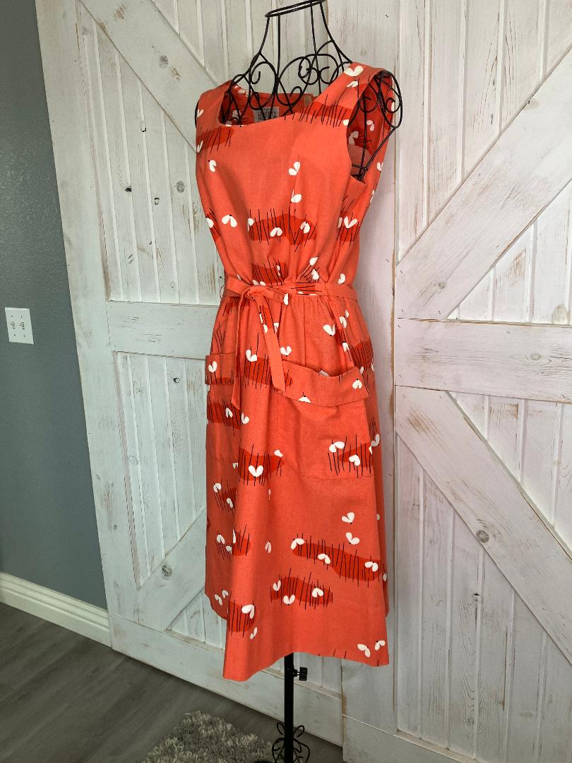 70's Vintage Malia Honolulu Liberty House Orange White Black Butterfly Hawaiian Midi Sundress Dress *ALTERED