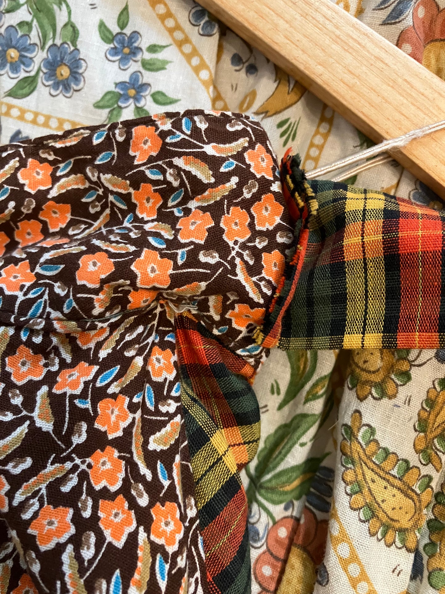 70's Vintage Gunne Sax Jessica's Gunnies Orange Yellow Green Brown Plaid Paisley Calico Prairie Maxi Skirt