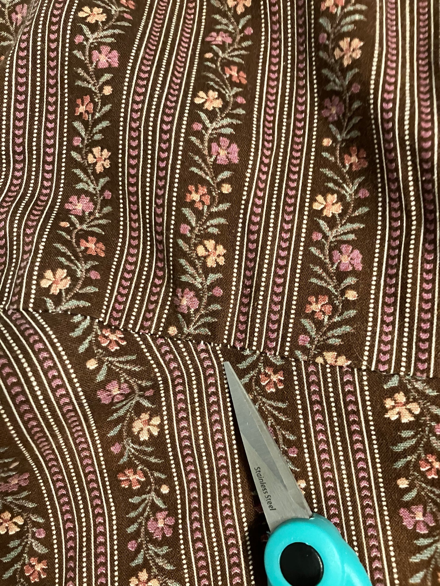 70's Vintage Gunne Sax Brown Pink Calico Stripe Sweetheart Sundress Midi Dress