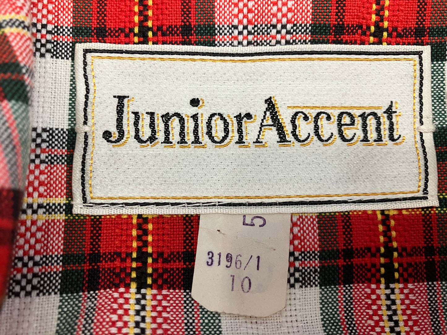 60's Vintage Junior Accent Red White Black Tartan Plaid Mod Jacket Skirt Suit Set