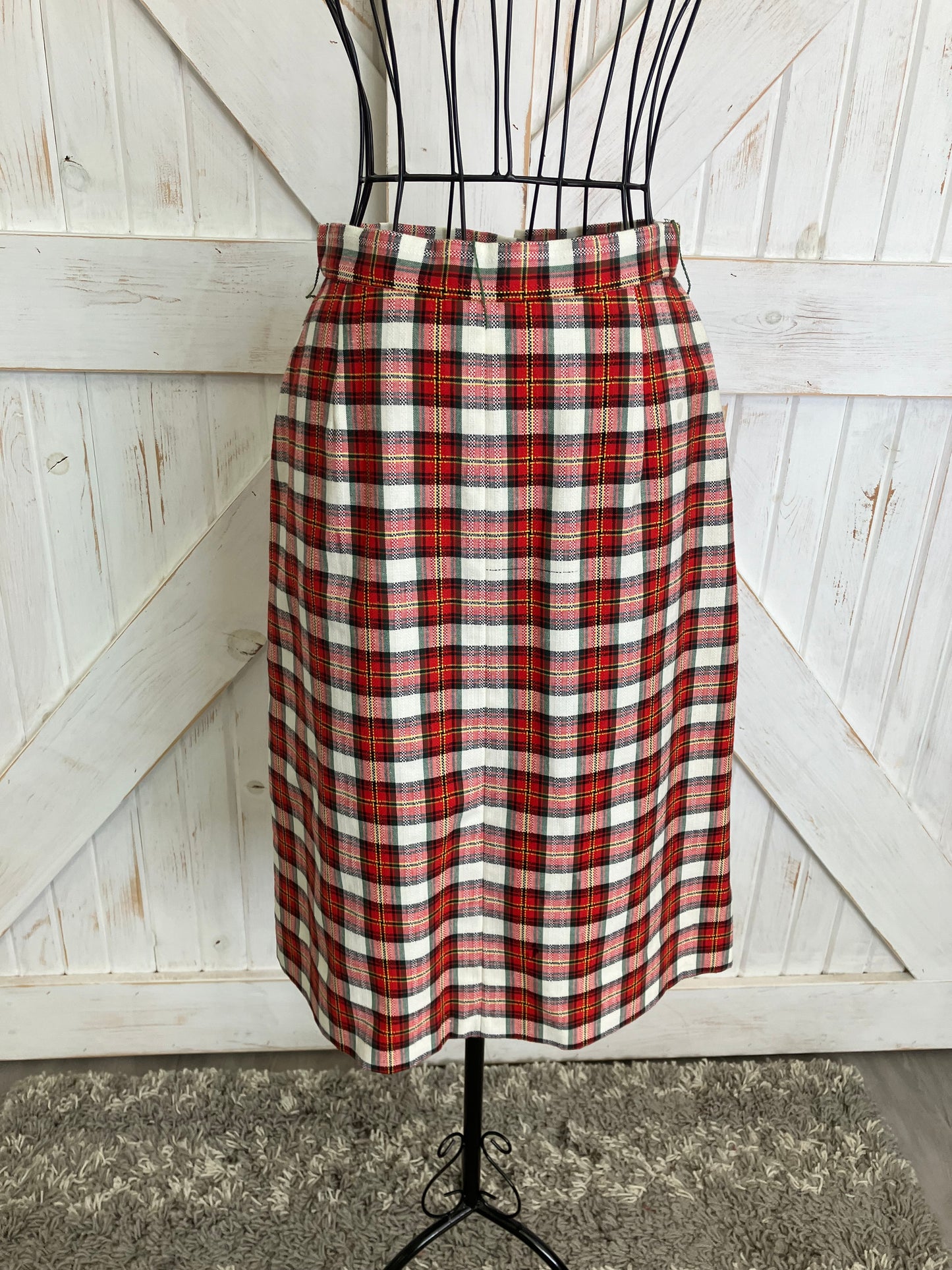 60's Vintage Junior Accent Red White Black Tartan Plaid Mod Jacket Skirt Suit Set