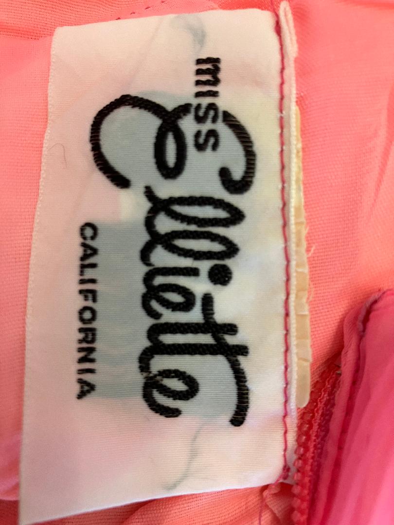 60's Vintage Miss Elliette Hot Pink Chiffon Mod Go Go Mini Cocktail Party Dress *FLAWS