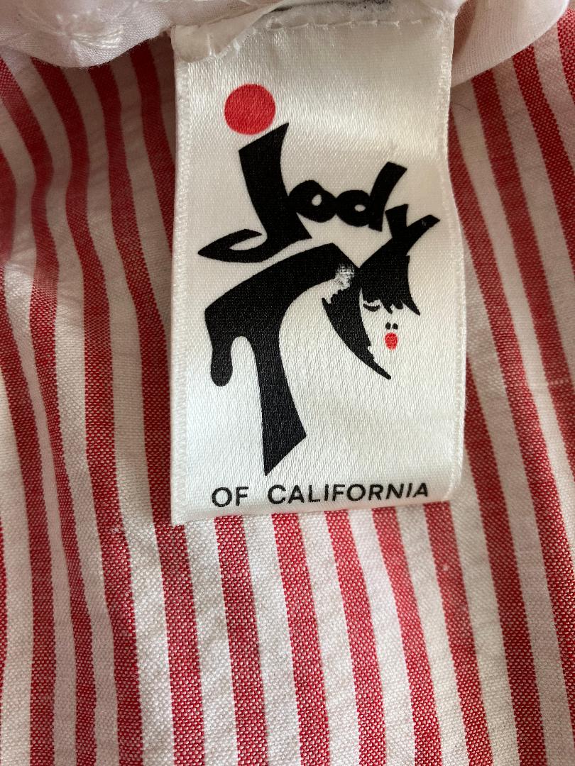 70's Vintage Jody T California Red White Candy Stripe Prairie Gunne Sax STYLE Tent Midi Dress