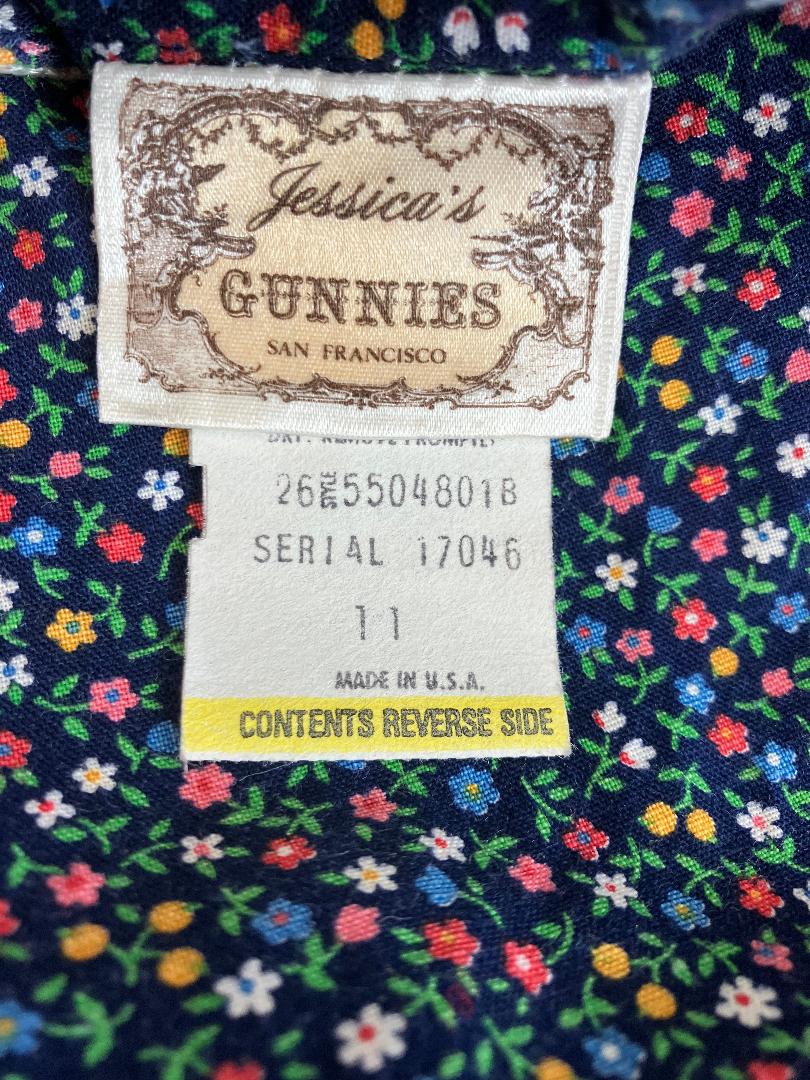 70's Vintage Gunne Sax Jessica's Gunnies Blue Rainbow Calico Prairie Corset Midi Skirt 11