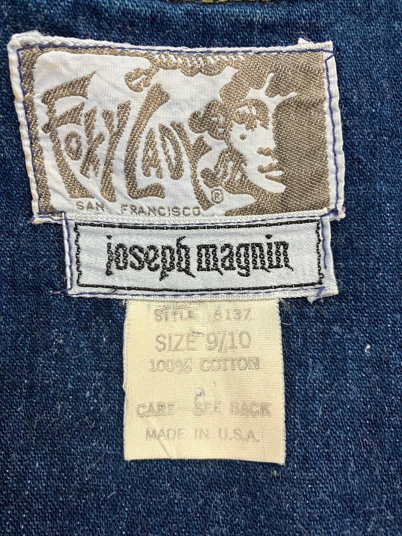 70's Vintage Foxy Lady for Joseph Magnin Blue Jean Denim Cowgirl Sundress Midi Dress