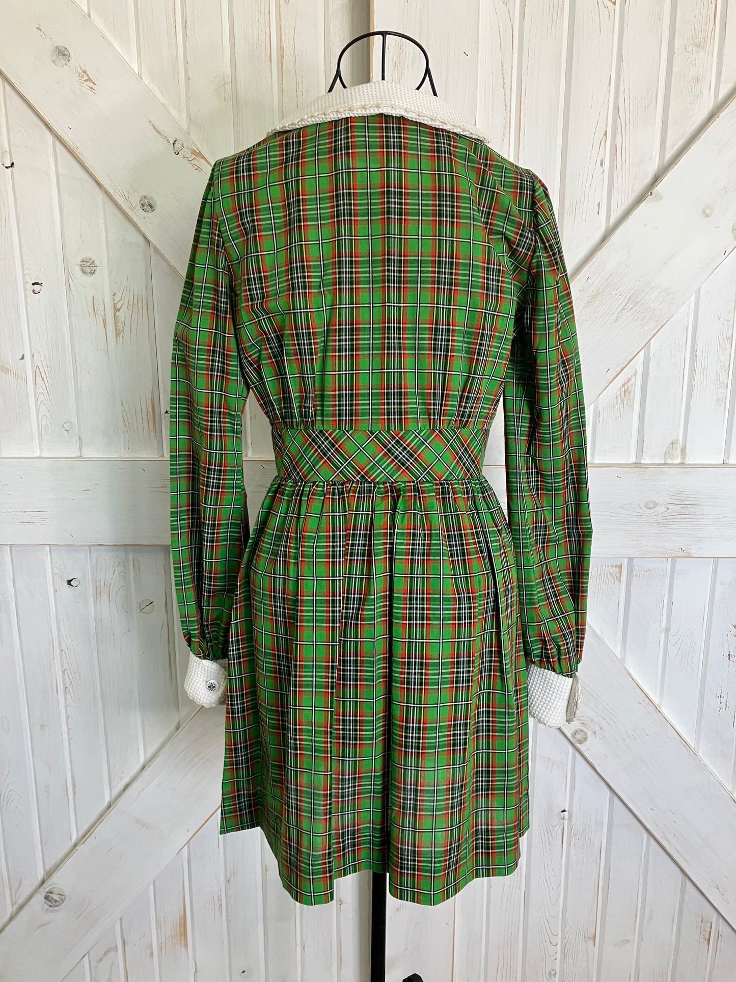 70's Vintage Denise Are Here Green Red White Dolly Mini Dress