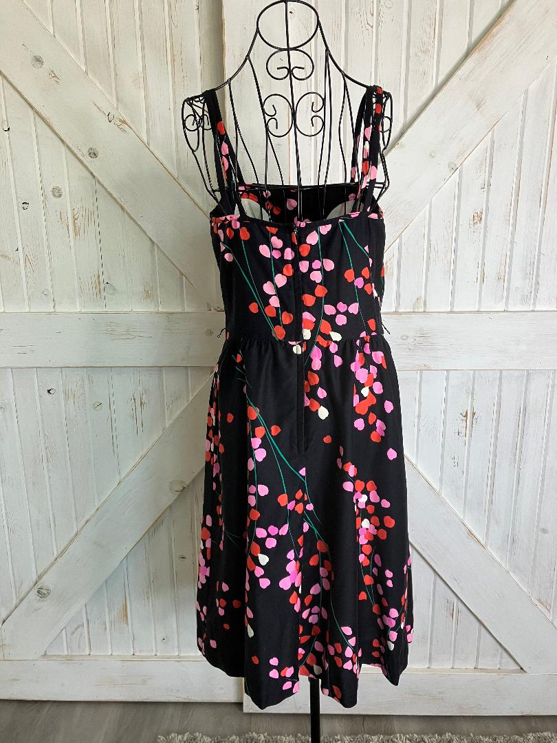 70's Vintage Malia Honolulu Black Pink Leaf Hearts Hawaiian Midi Sundress Dress