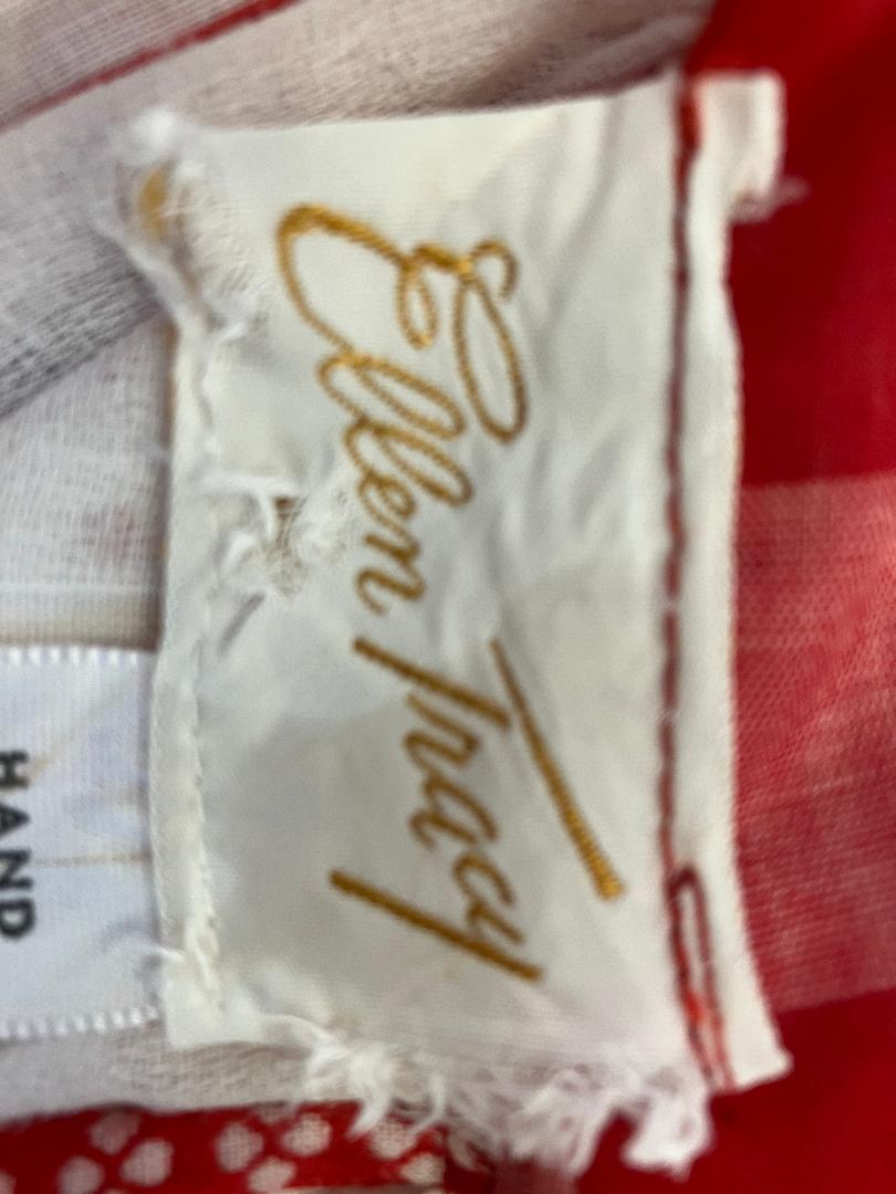 60's Vintage Ellen Tracy Red White Gingham Check Polka Dot Prairie Hippy Maxi Skirt