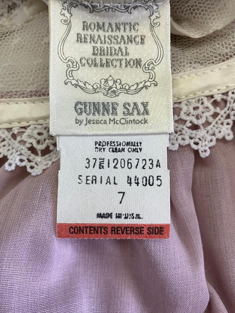 70's Vintage Gunne Sax Pink White Lace Romantic Renaissance Bridal Prairie Maxi Bridesmaid Dress 7