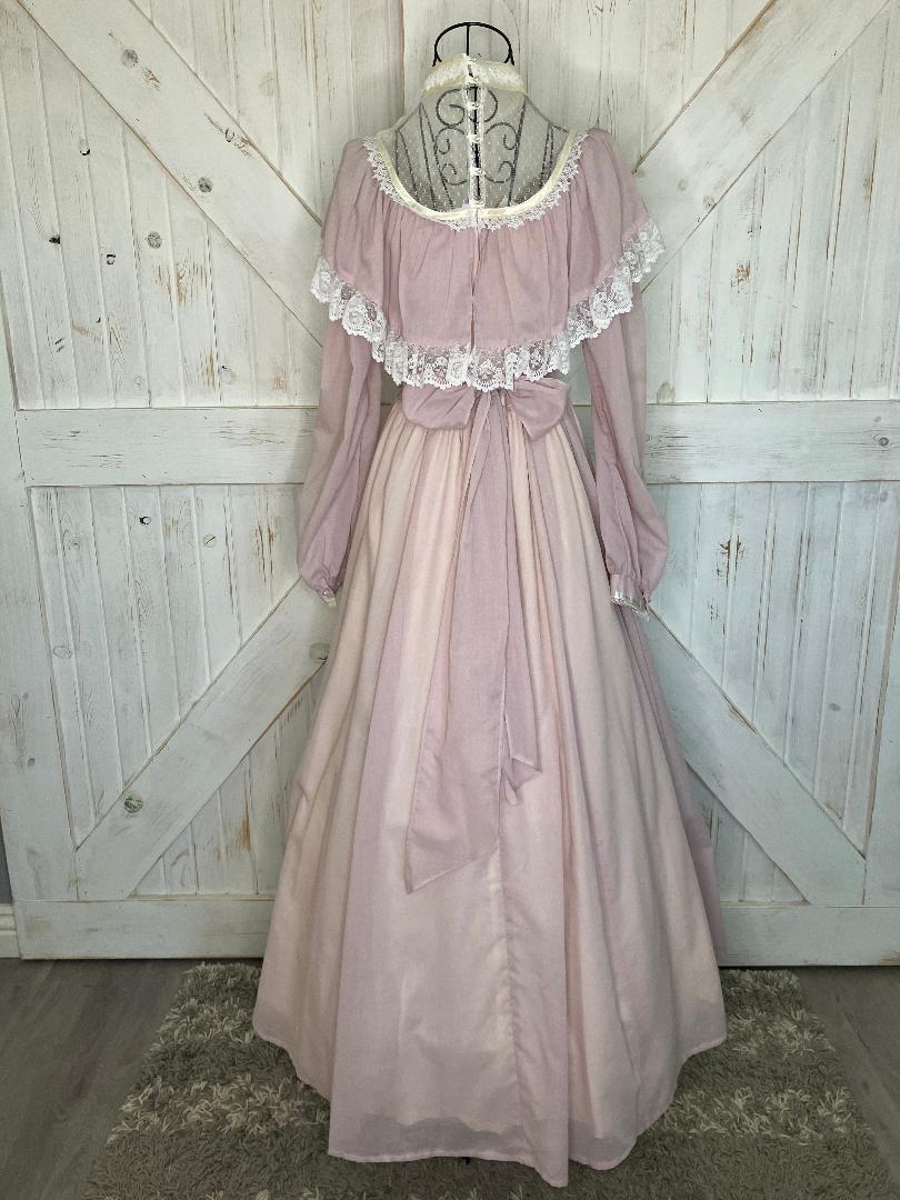 70's Vintage Gunne Sax Pink White Lace Romantic Renaissance Bridal Prairie Maxi Bridesmaid Dress 7