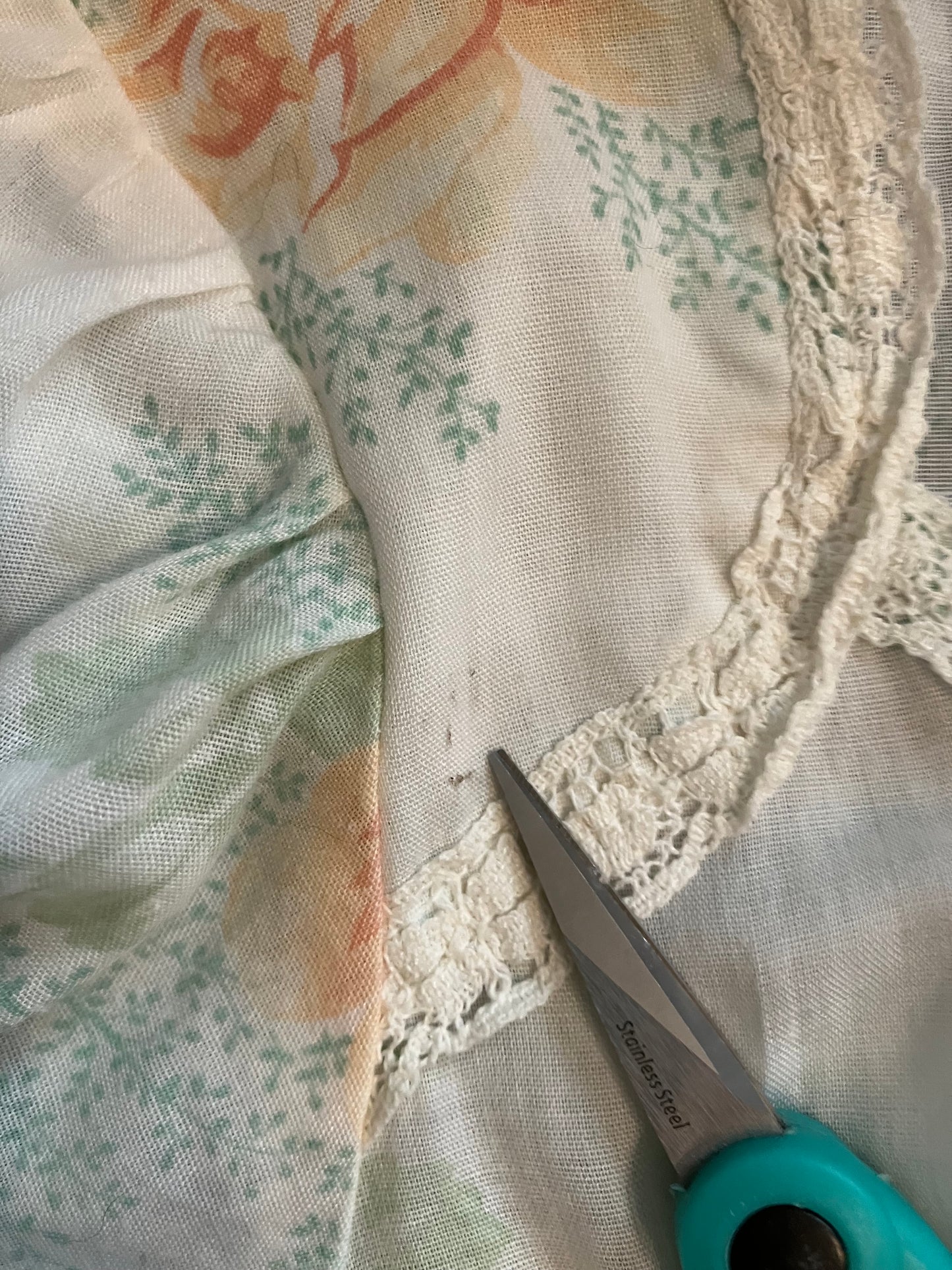 70's Vintage Gunne Sax Jessica's Gunnies White Green Peach Gingham Calico Prairie Babydoll Shirt Top Blouse