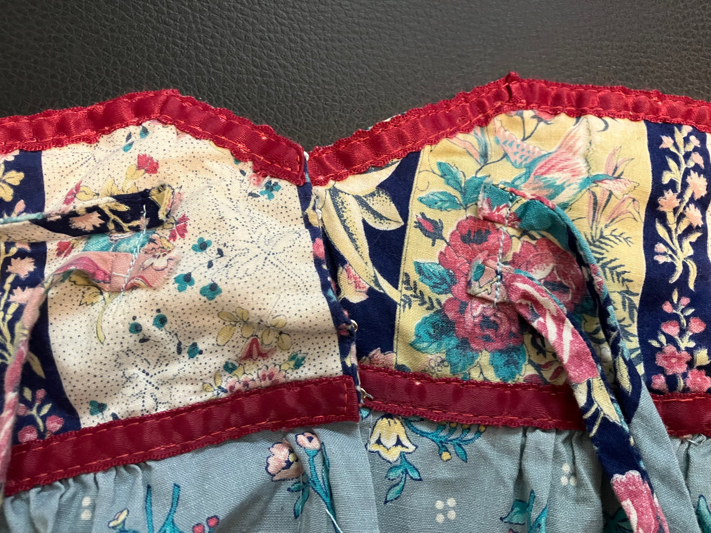 70's Vintage Gunne Sax Jessica's Gunnies Blue Red Pink Fruit Bird Print Prairie Midi Skirt