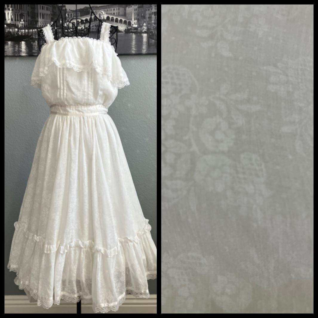 70's Vintage Gunne Sax White Ivory Prairie Midi Sundress Dress 7