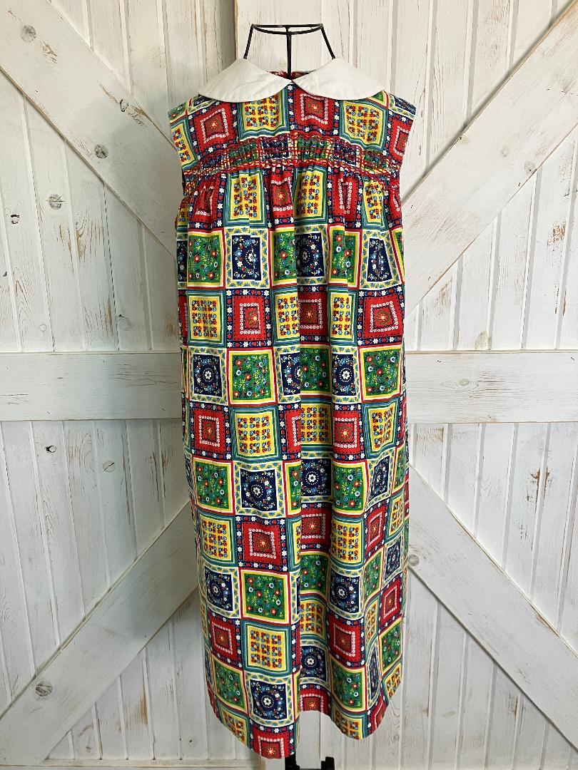 60's Vintage Phil Jacobs KC Red Rainbow Patchwork Marsha Brady Mini Dress