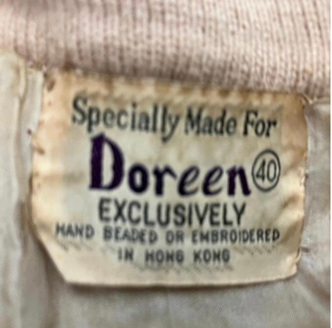 60's Vintage Doreen Cream Beige Gold Hand Beaded Dapper Cardigan Sweater