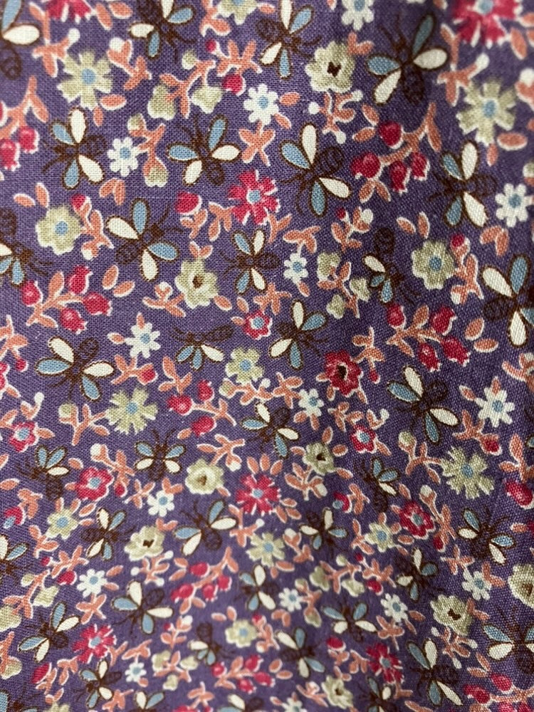 70's Vintage Gunne Sax Jessica's Gunnies Purple Pink Birds Bees Calico Novelty Print Prairie Midi Skirt