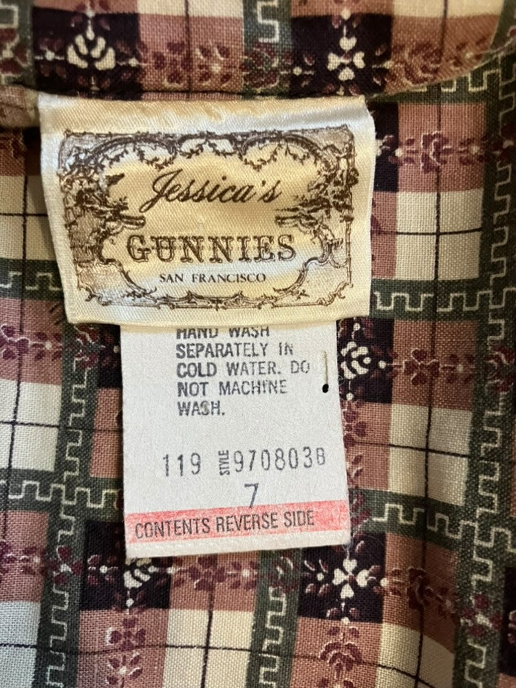 70's Vintage Gunne Sax Jessica's Gunnies Red White Black Plaid Child Print Lamplighter Prairie Midi Skirt 7
