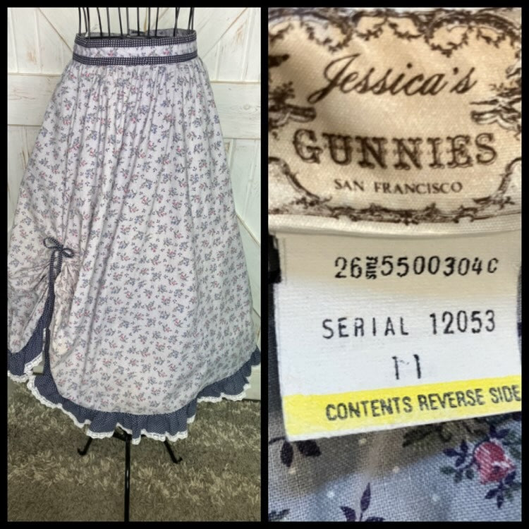 70's Vintage Gunne Sax Jessica's Gunnies Blue Pink Calico White Polka Dot Western Pairie Cowgirl Midi Skirt 11