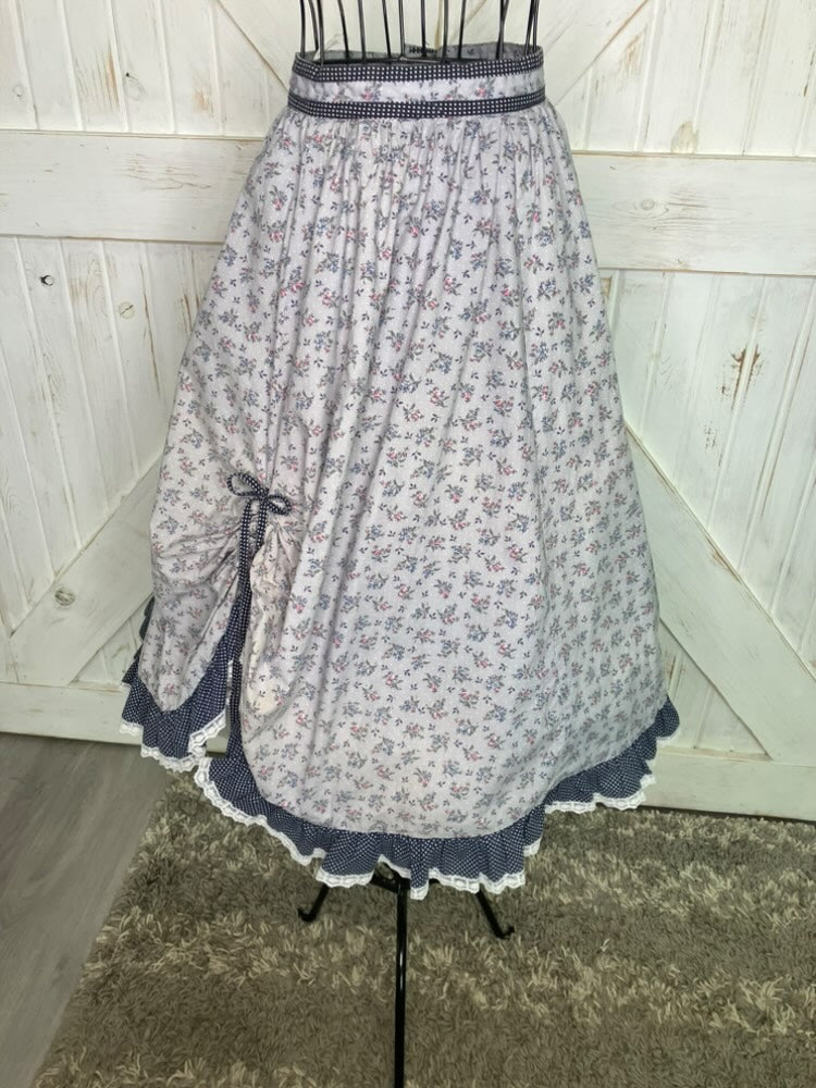 70's Vintage Gunne Sax Jessica's Gunnies Blue Pink Calico White Polka Dot Western Pairie Cowgirl Midi Skirt 11