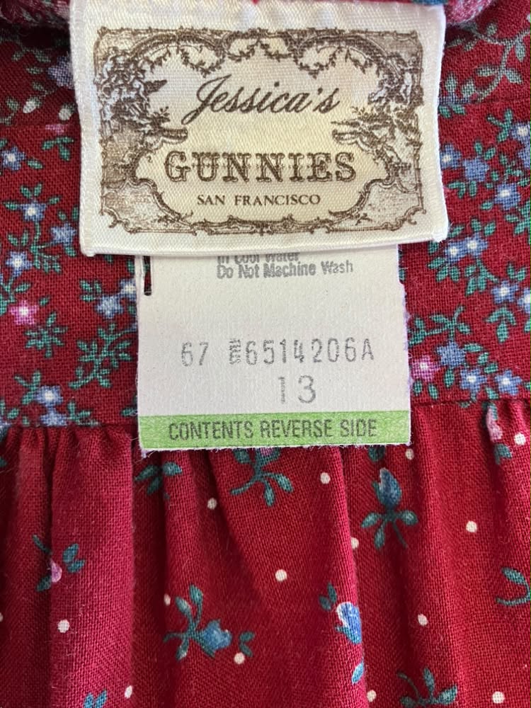 70's Vintage Gunne Sax Jessica's Gunnies Red Blue Green Calico Prairie Midi Skirt 13