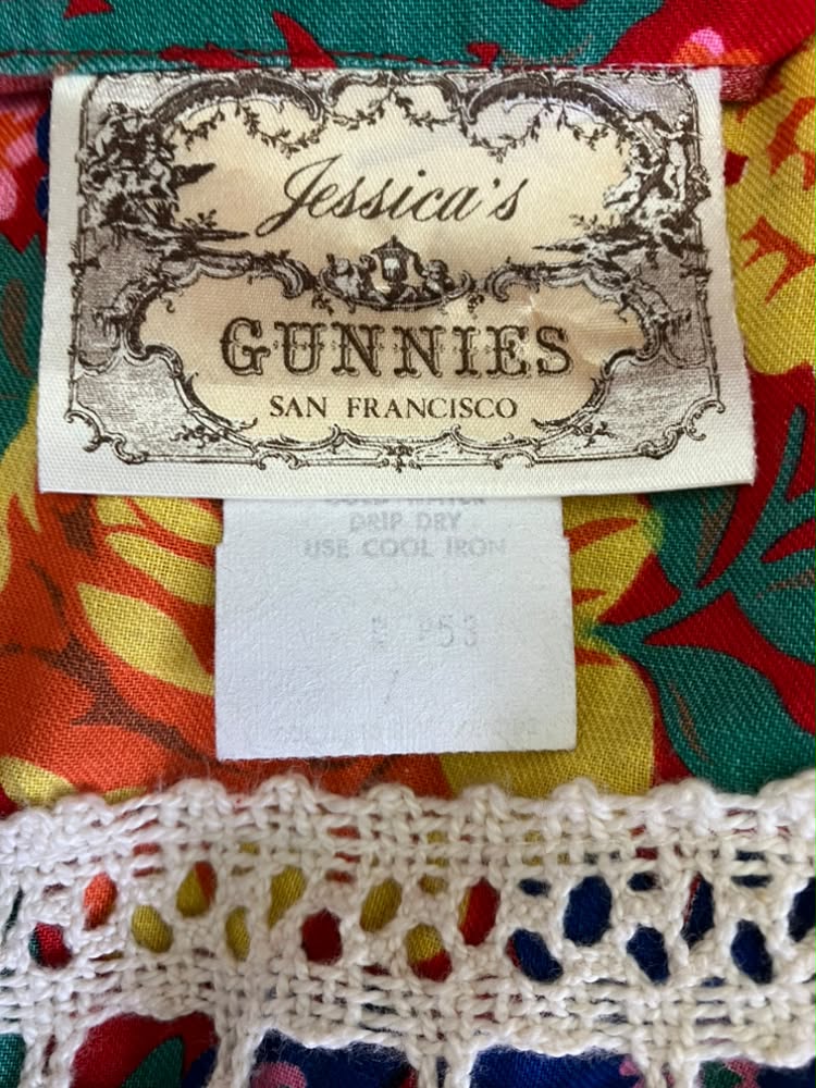 70's Vintage Gunne Sax Jessica's Gunnies Red Rainbow Floral Prairie Maxi Skirt RARE