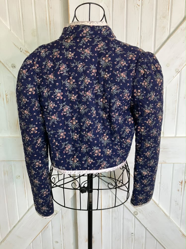 70's Vintage Gunne Sax Jessica's Gunnies Blue Pink White Calico Quilted Crop Bolero Jacket
