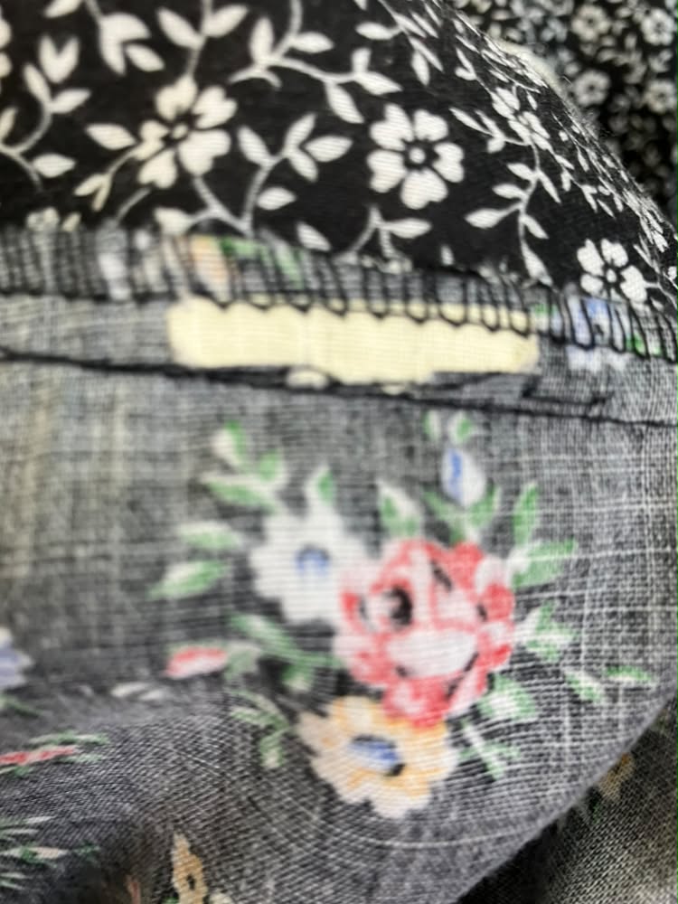70's Vintage Black White Rainbow Calico Gunne Sax STYLE Prairie Maxi Skirt