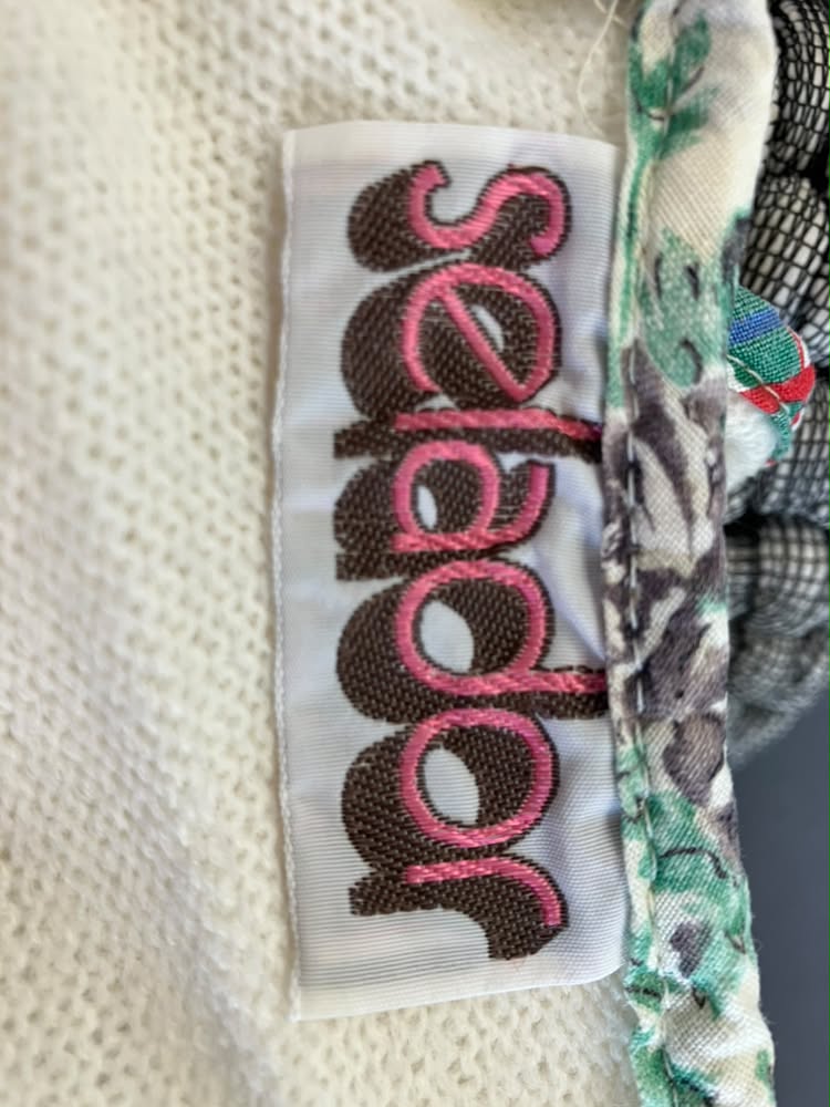 80's Vintage Selador White Knit Rainbow Calico Floral Hoodie Hood Top Blouse Shirt
