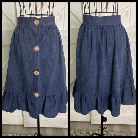 70's Vintage Blue Jean Denim Prairie Cottagecore Mini Skirt