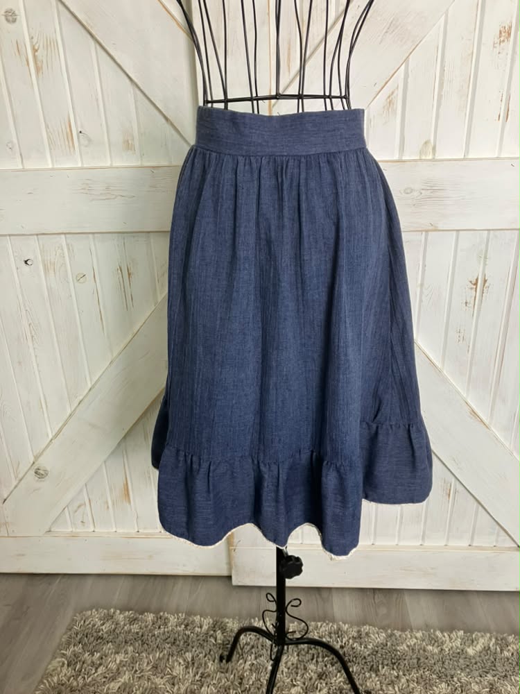 70's Vintage Blue Jean Denim Prairie Cottagecore Mini Skirt