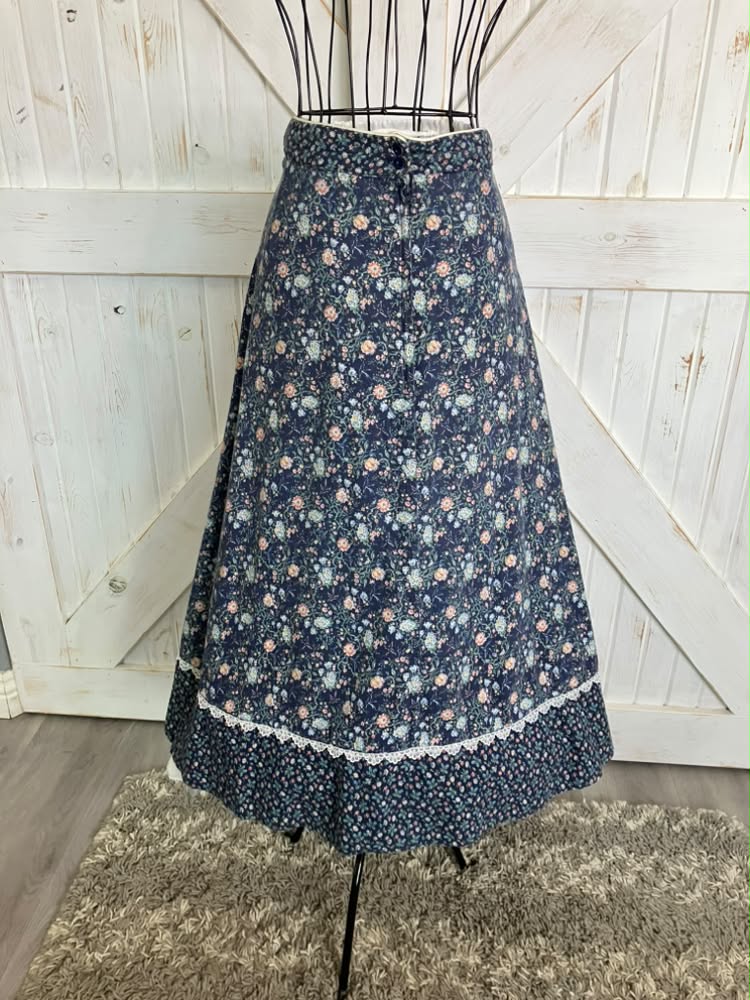 70's Vintage Gunne Sax Jessica's Gunnies Blue Bird Print Calico Prairie Midi Set + Quilted Jacket Set 13