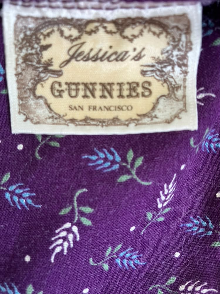 70's Vintage Gunne Sax Jessica's Gunnies Purple Blue Green Leaf Calico Prairie Midi Skirt