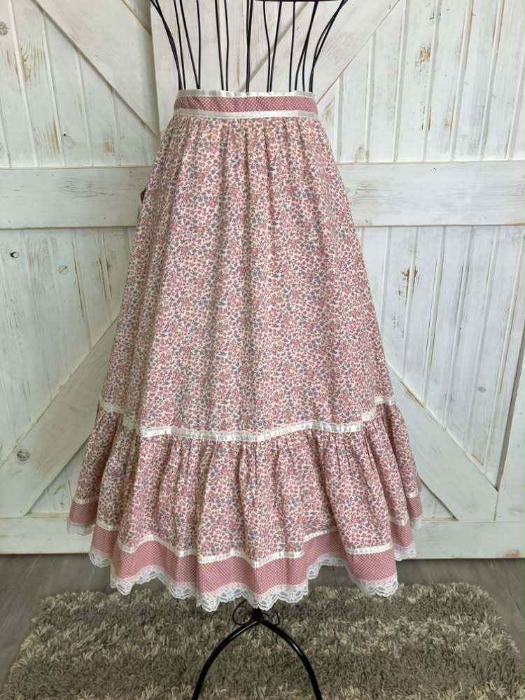 70's Vintage Gunne Sax Jessica's Gunnies Pink Calico Prairie Midi Skirt