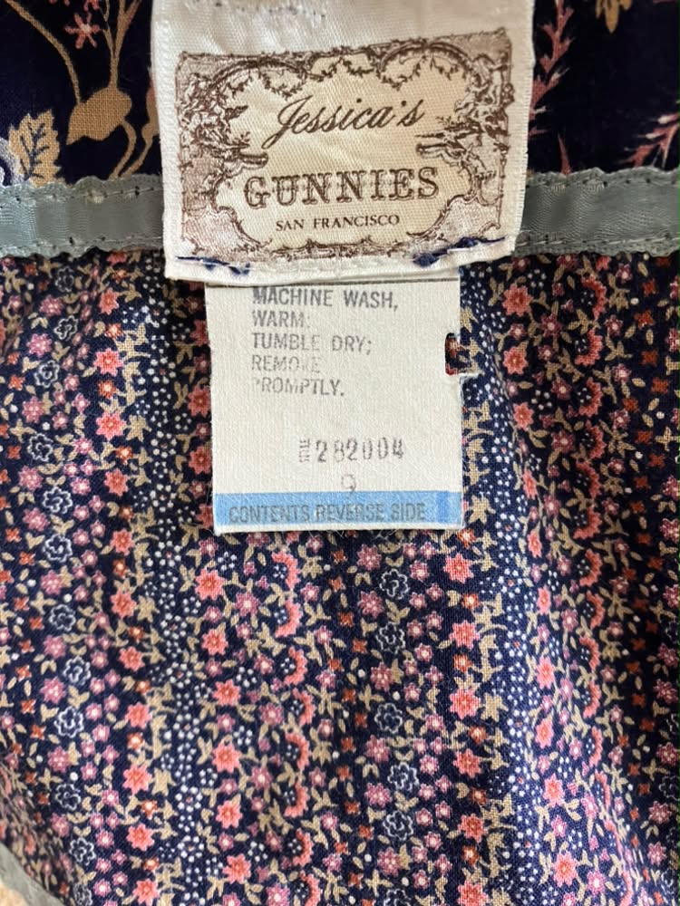 70's Vintage Gunne Sax Jessica's Gunnies Blue White Pink Green Calico Plaid Prairie Midi Skirt 9