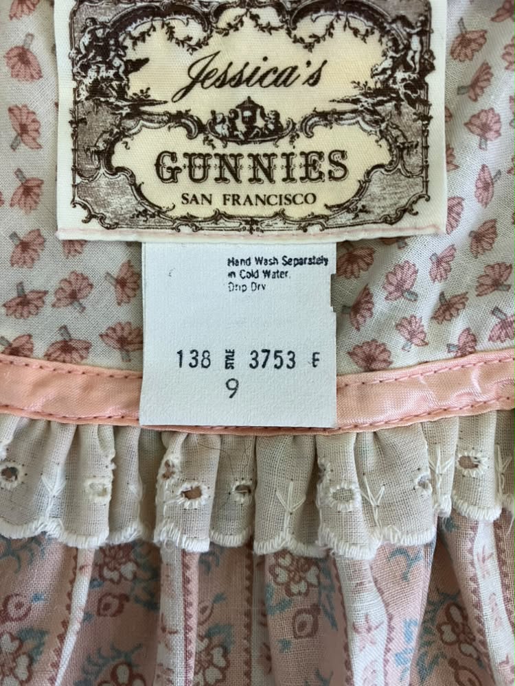 70's Vintage Gunne Sax Jessica's Gunnies Pink White Calico Coquette Prairie Midi Skirt 9