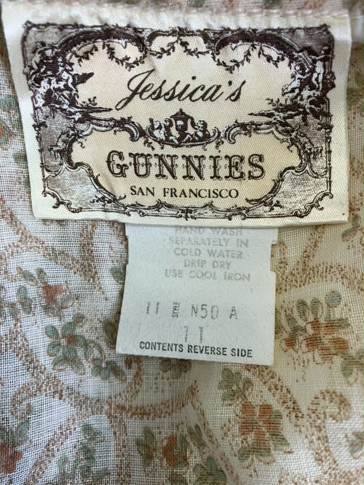 70's Vintage Gunne Sax Jessica's Gunnies Peach Brown Green Blue Calico Prairie Maxi Skirt 11